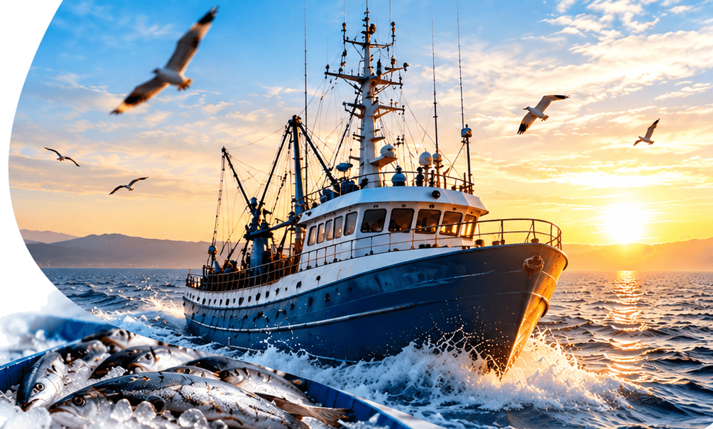 Ocean Fresh Fishing Trawler & Catch